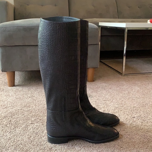 Stuart Weitzman Equine Nero Soft Croco 7 Womens - Picture 7 of 8